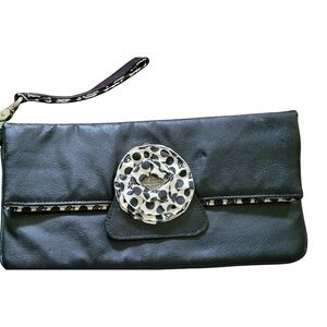 Elegant Black Clutch with UFO Accent And Lining